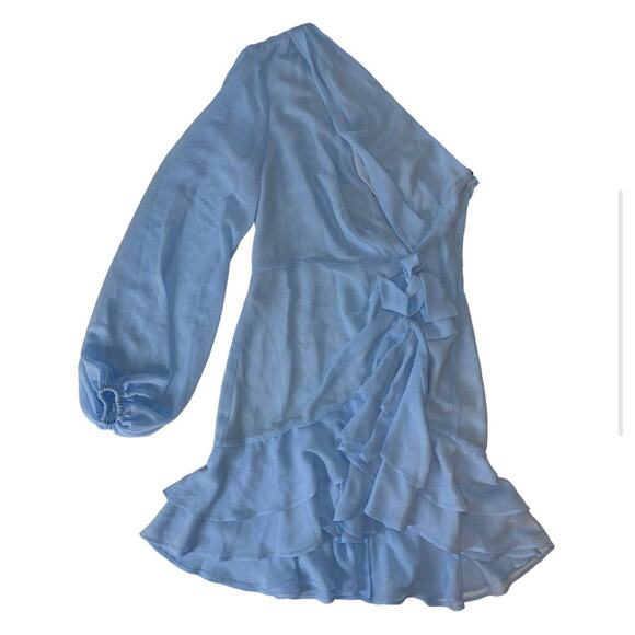 NEW BNWT Revolve Michael Costello Sunny One Shoulder Blue Mini Dress XXSmall - Picture 5 of 12